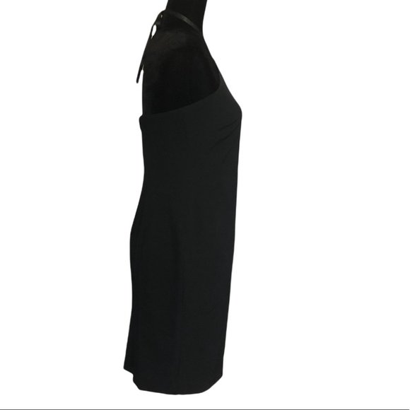Karl Lagerfeld Black Halter Mini Dress, Black Slit - Picture 4 of 16